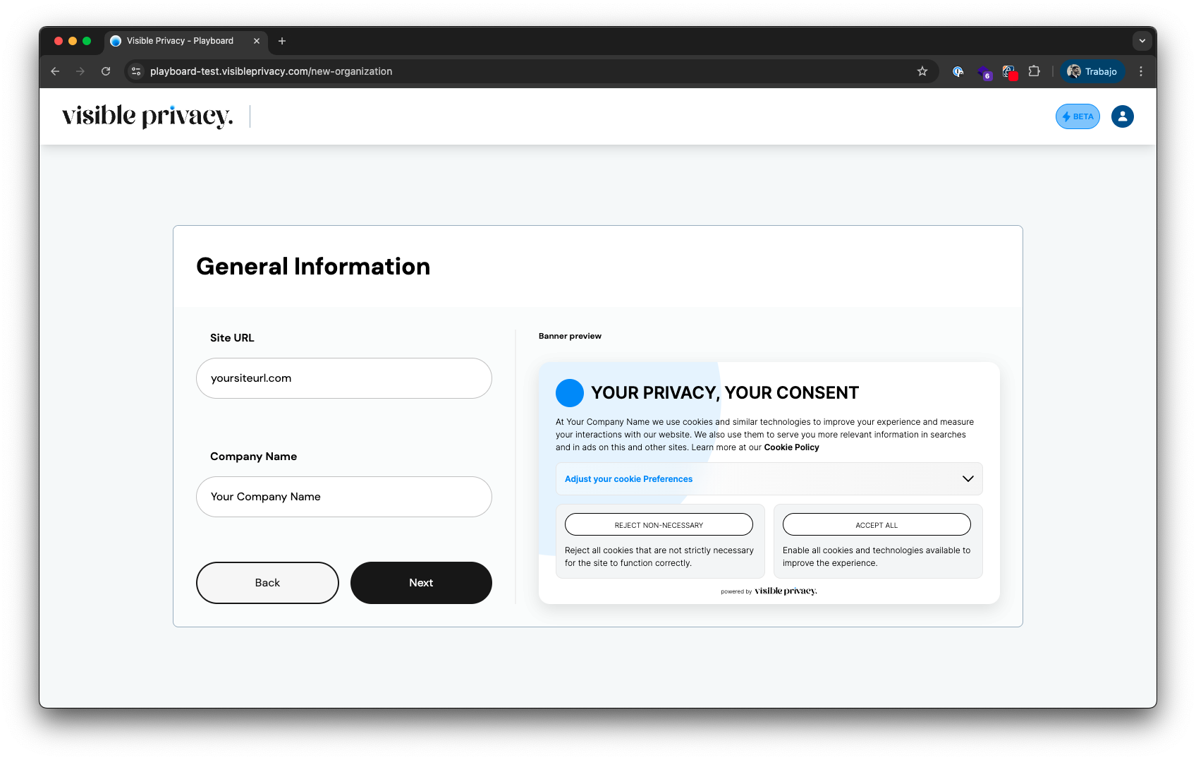 Visible Privacy Playboard - Step 1