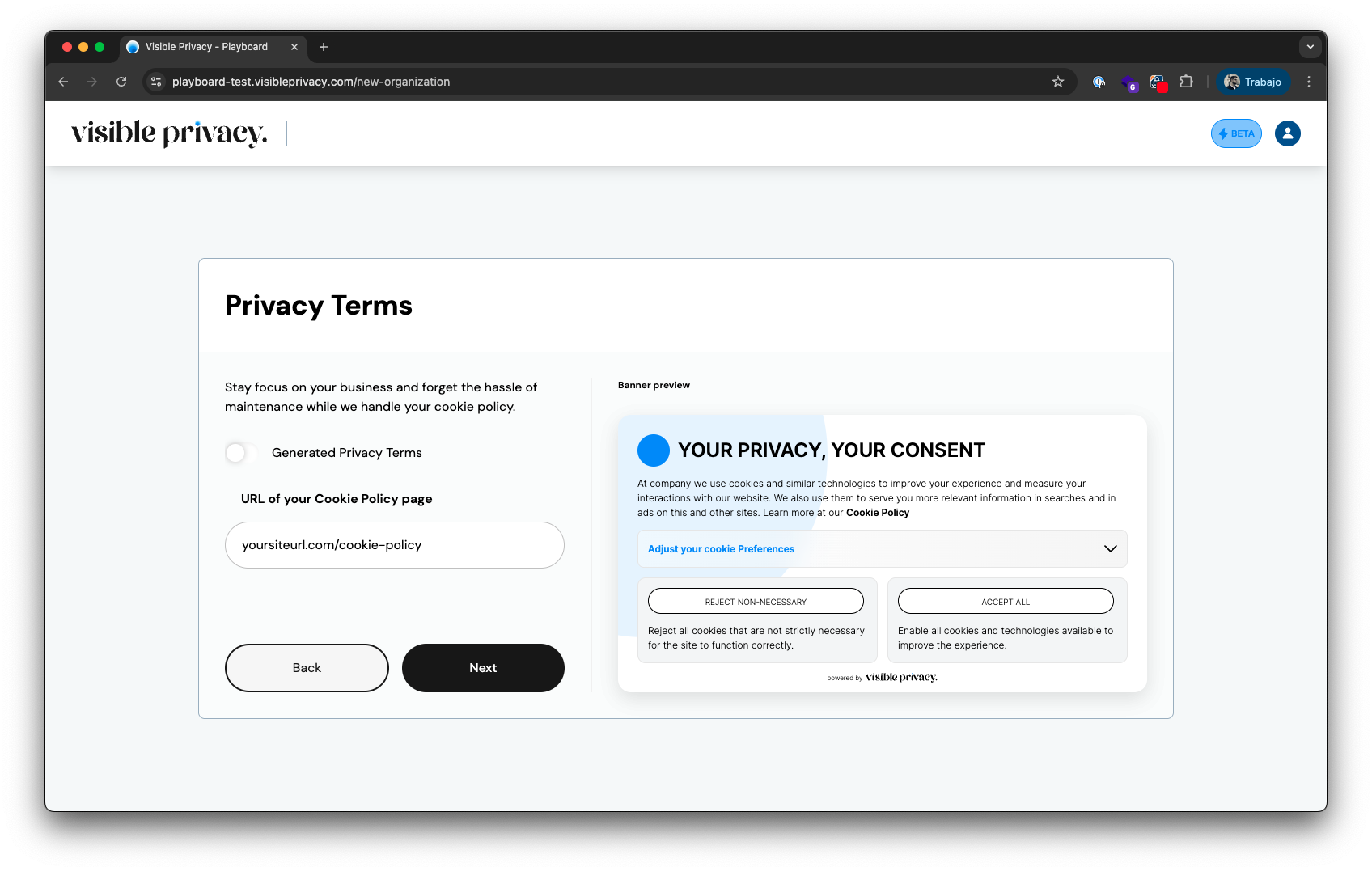 Visible Privacy Playboard - Step 1