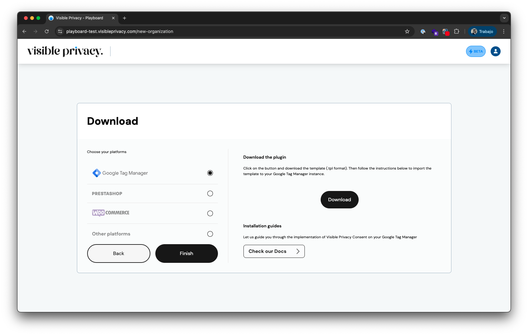 Visible Privacy Playboard - Step 1
